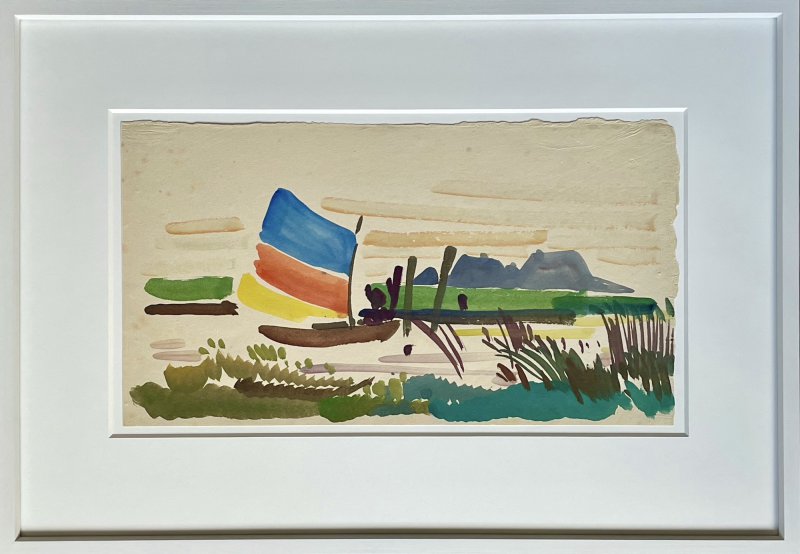 Siegward Sprotte, Hooge, 1985, Aquarell auf hangeschöpftem Bütten, 28,7 x 52 cm, m.R.
